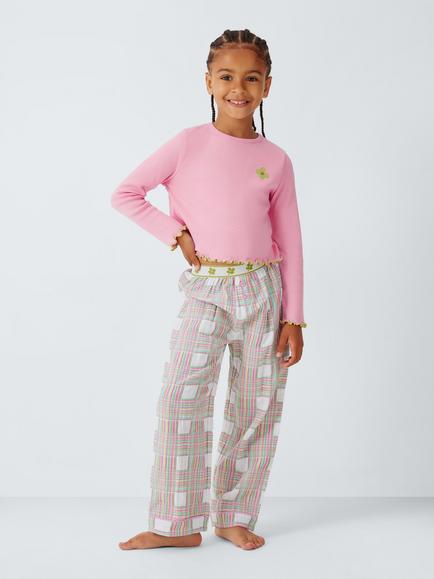 John Lewis Kids' Check & Jersey Pyjamas, Multi, Multi