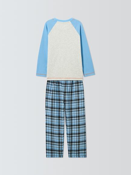 John Lewis Kids' Check Woven Pyjamas, Blue - view 2, Blue