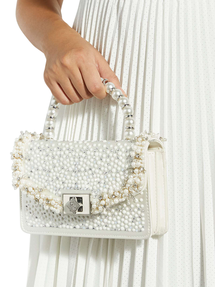 Dune London Pearl Embellished Bridesmaid Bag, Ivory - view 2, Ivory