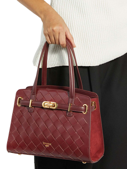 Dune London Dinidefine Woven Grab Bag, Burgundy - view 2, Burgundy-leather