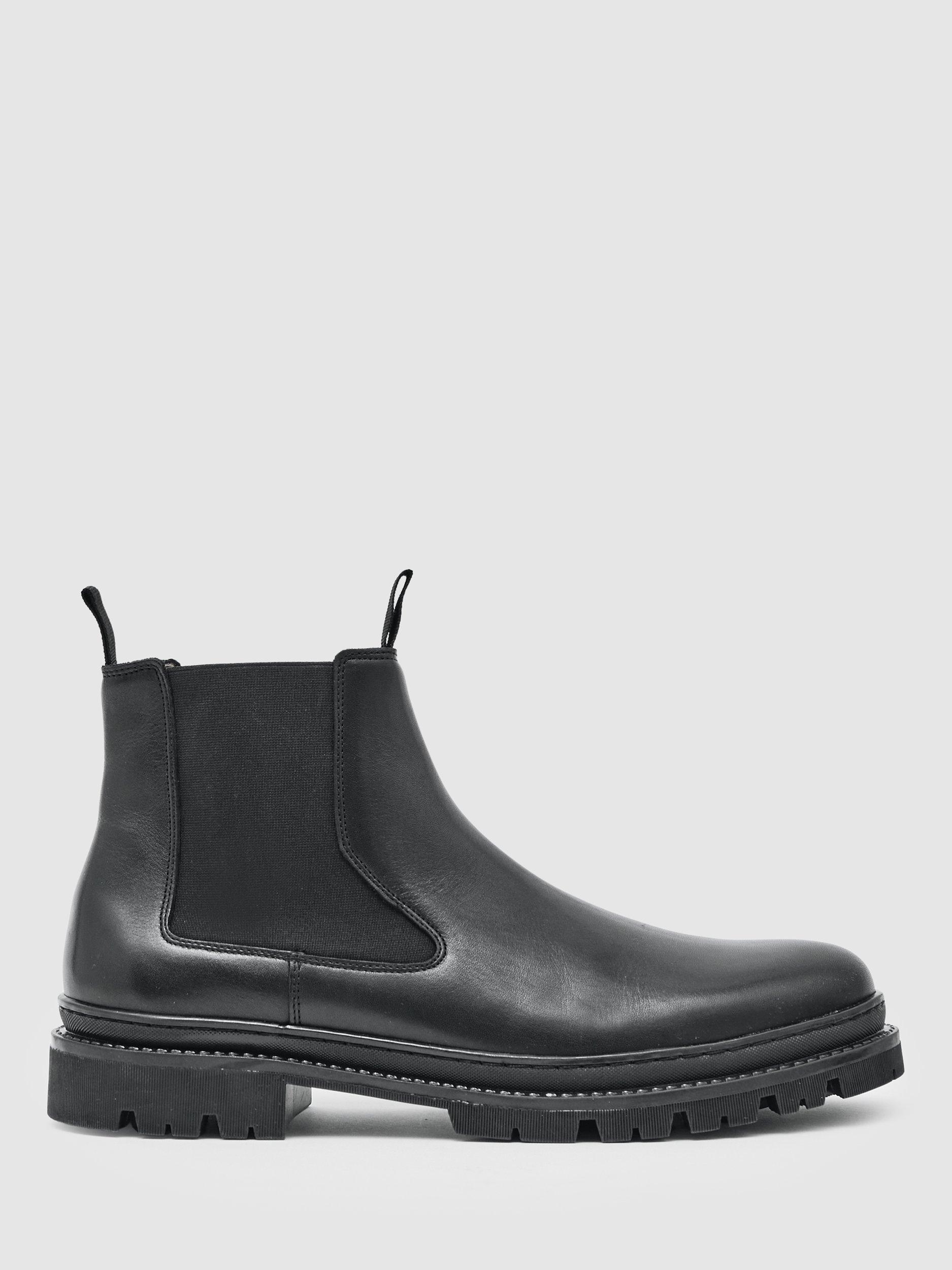 Product image 1 of 5, which shows Reiss Huxley Leather Chelsea Boots, Black, 7