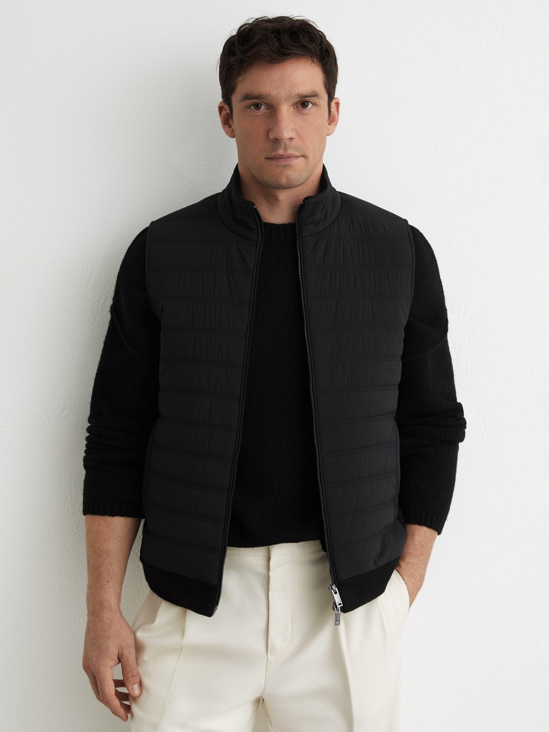 Product image 1 of 5, which shows Reiss Newford Padded Gilet, Black, XS