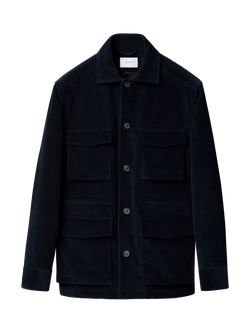 Eton Wool Cashmere Blend Herringbone Chore Jacket, Navy Blue, Navy Blue