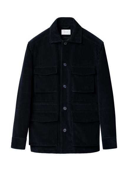 Eton Wool Cashmere Blend Herringbone Chore Jacket, Navy Blue, Navy Blue