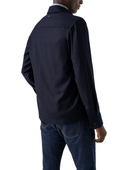 Eton Wool Cashmere Blend Overshirt, Navy - view 2, Navy