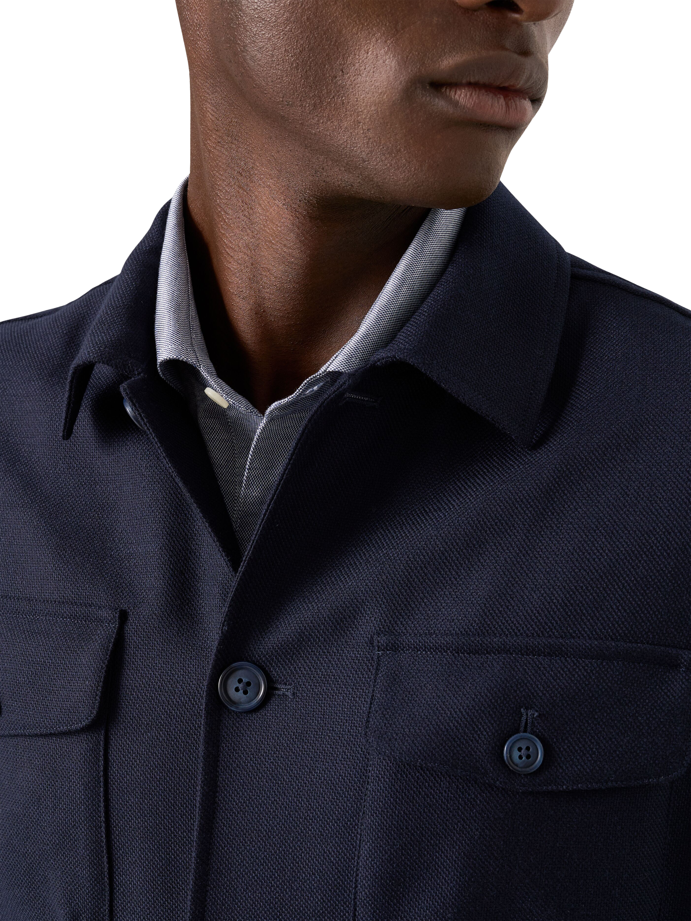 Product image 3 of 7, which shows Eton Wool Cashmere Blend Overshirt, Navy, S