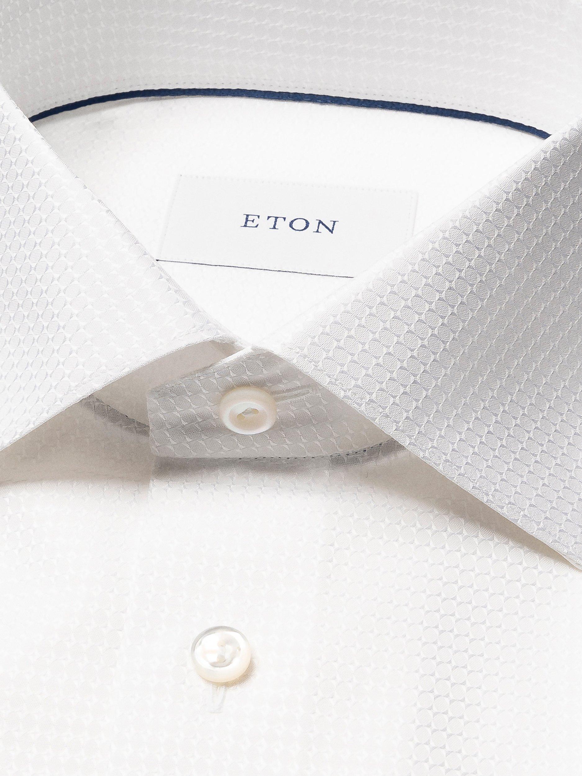 Product image 2 of 4, which shows Eton Cotton Regular Fit Textured Dobby Weave Evening Shirt, White, 14.5