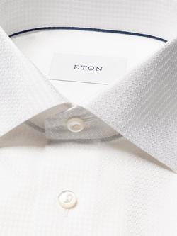 Eton Cotton Regular Fit Textured Dobby Weave Evening Shirt, White - view 2, White
