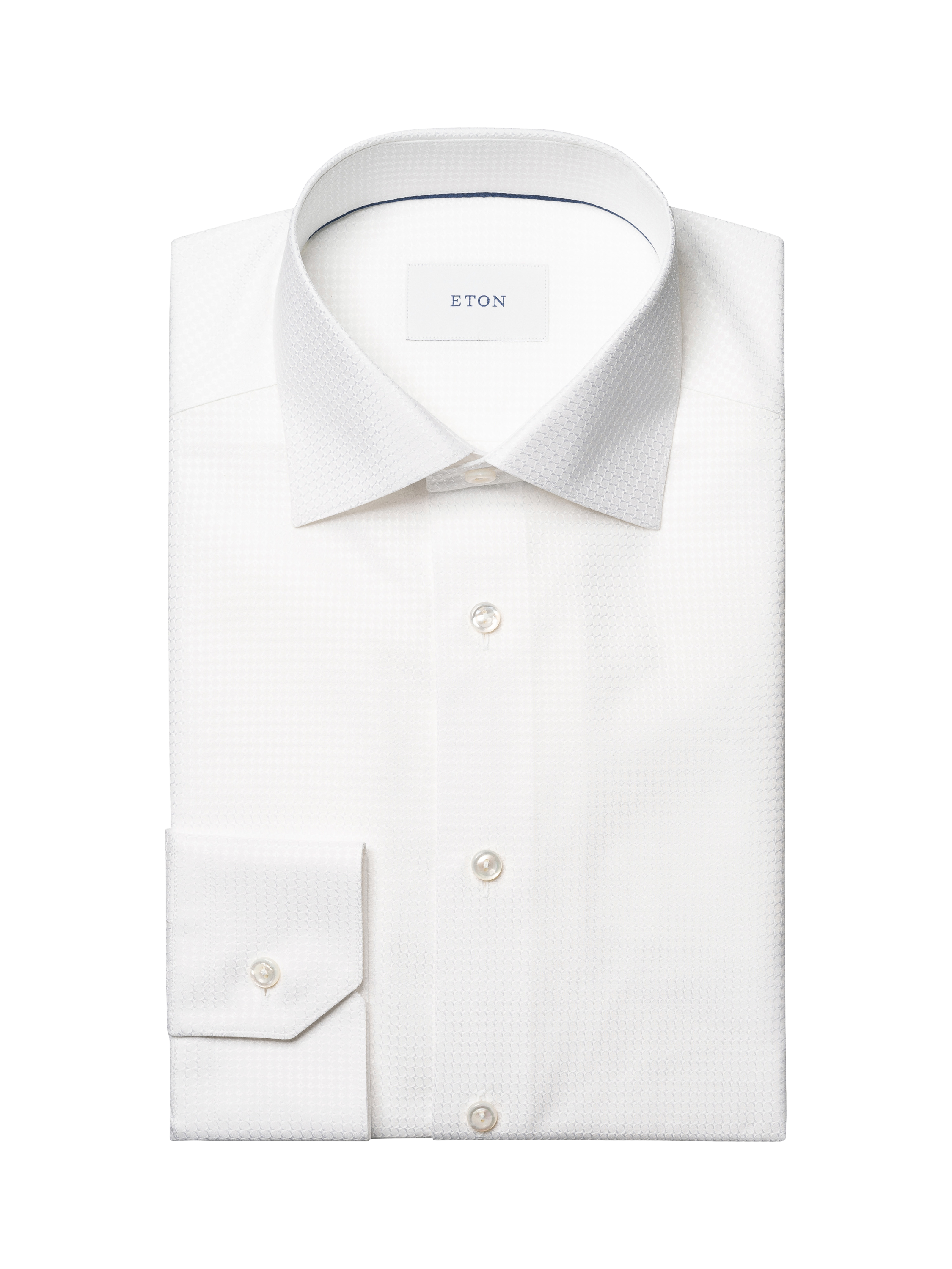 Product image 4 of 4, which shows Eton Cotton Regular Fit Textured Dobby Weave Evening Shirt, White, 14.5