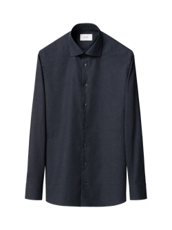 Eton Supima Cotton Regular Fit Dogtooth Wrinkle-Resistant Flannel Shirt, Dark Blue, Dark Blue