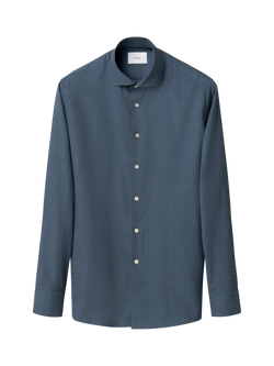 Eton Supima Cotton Regular Fit Wrinkle-Resistant Flannel Shirt, Dark Blue, Dark Blue