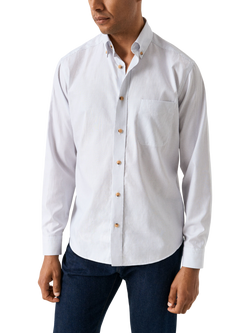 Eton Cotton Regular Fit Wrinkle-Resistant Stripe Oxford Shirt, Blue/White, Blue/White