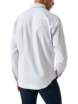 Eton Cotton Regular Fit Wrinkle-Resistant Stripe Oxford Shirt, Blue/White - view 2, Blue/White