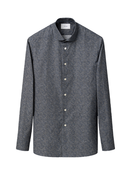 Eton Cotton Regular Fit Wrinkle-Resistant Floral Print Shirt, Dark Blue, Dark Blue