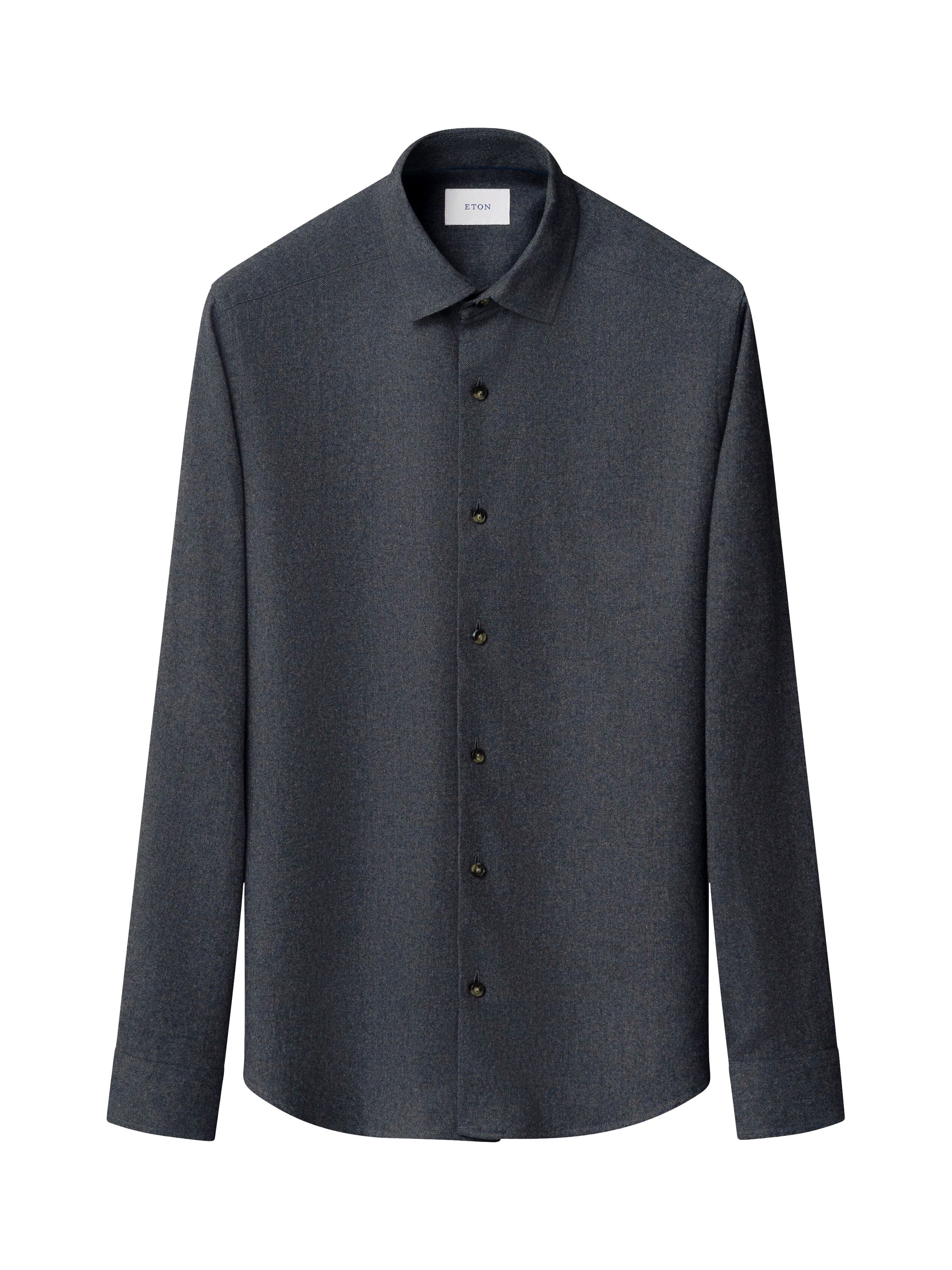 Product image 1 of 4, which shows Eton Cotton Regular Fit Flannel Shirt, Dark Blue, S