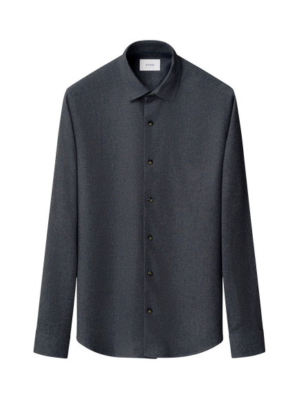 Eton Cotton Regular Fit Flannel Shirt, Dark Blue, Dark Blue
