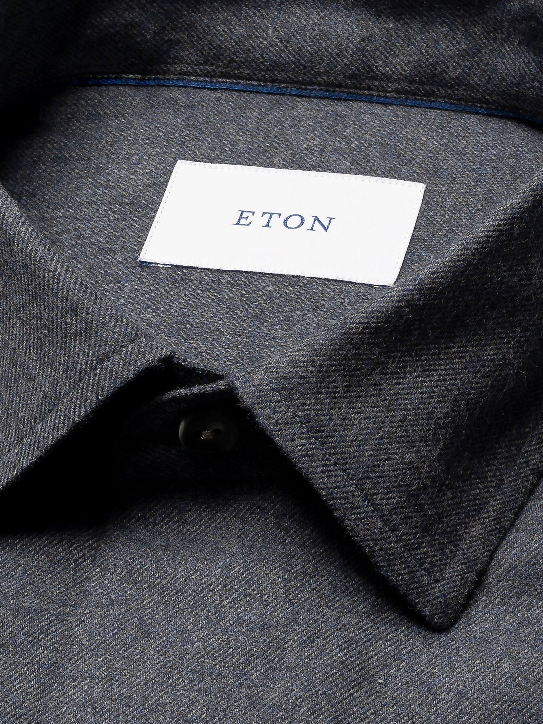 Product image 2 of 4, which shows Eton Cotton Regular Fit Flannel Shirt, Dark Blue, S