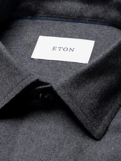 Eton Cotton Regular Fit Flannel Shirt, Dark Blue - view 2, Dark Blue