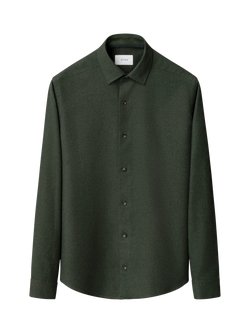 Eton Cotton Regular Fit Flannel Shirt, Dark Green, Dark Green