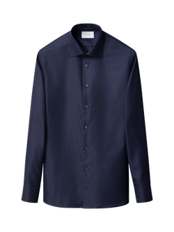 Eton Cotton Regular Fit Wrinkle-Resistant Dogtooth Shirt, Navy, Navy