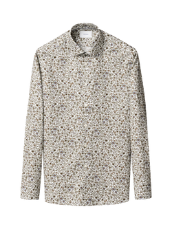 Eton Cotton Regular Fit Wrinkle-Resistant Floral Shirt, Brown, Brown