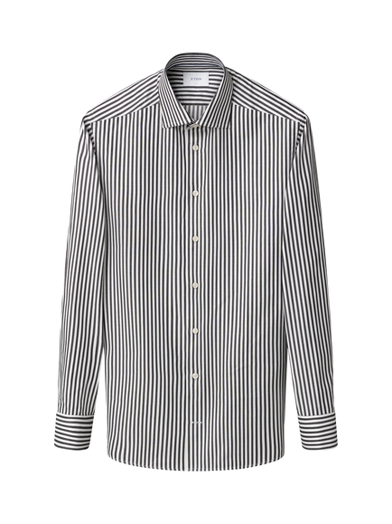 Eton Cotton Regular Fit Wrinkle-Resistant Bengal Stripe Shirt, Dark Grey, Dark Grey