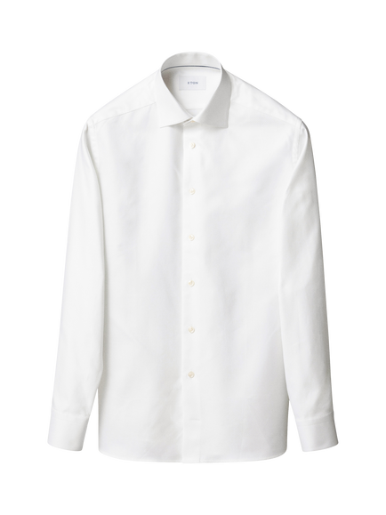 Eton Cotton Regular Fit Wrinkle-Resistant Textured Shirt, White, White