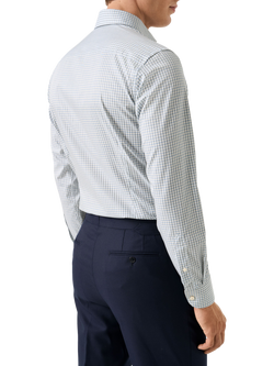 Eton Cotton Regular Fit Fine Twill Check Dress Shirt, Blue - view 2, Blue