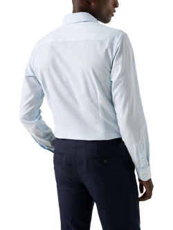Eton Cotton Regular Fit Diagonal Textured Shirt, Light Blue - view 2, Light Blue