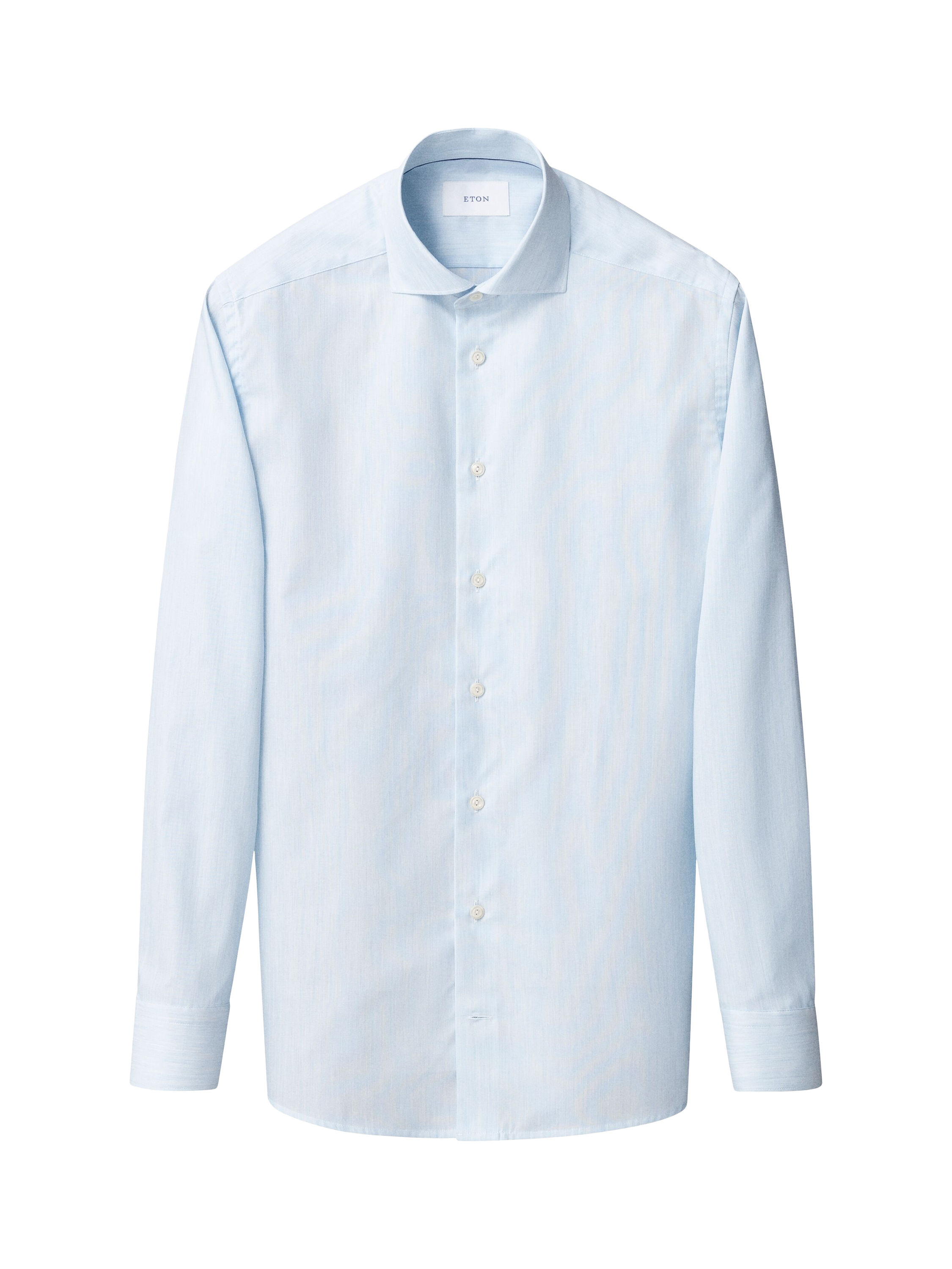 Product image 5 of 8, which shows Eton Cotton Regular Fit Diagonal Textured Shirt, Light Blue, 14.5