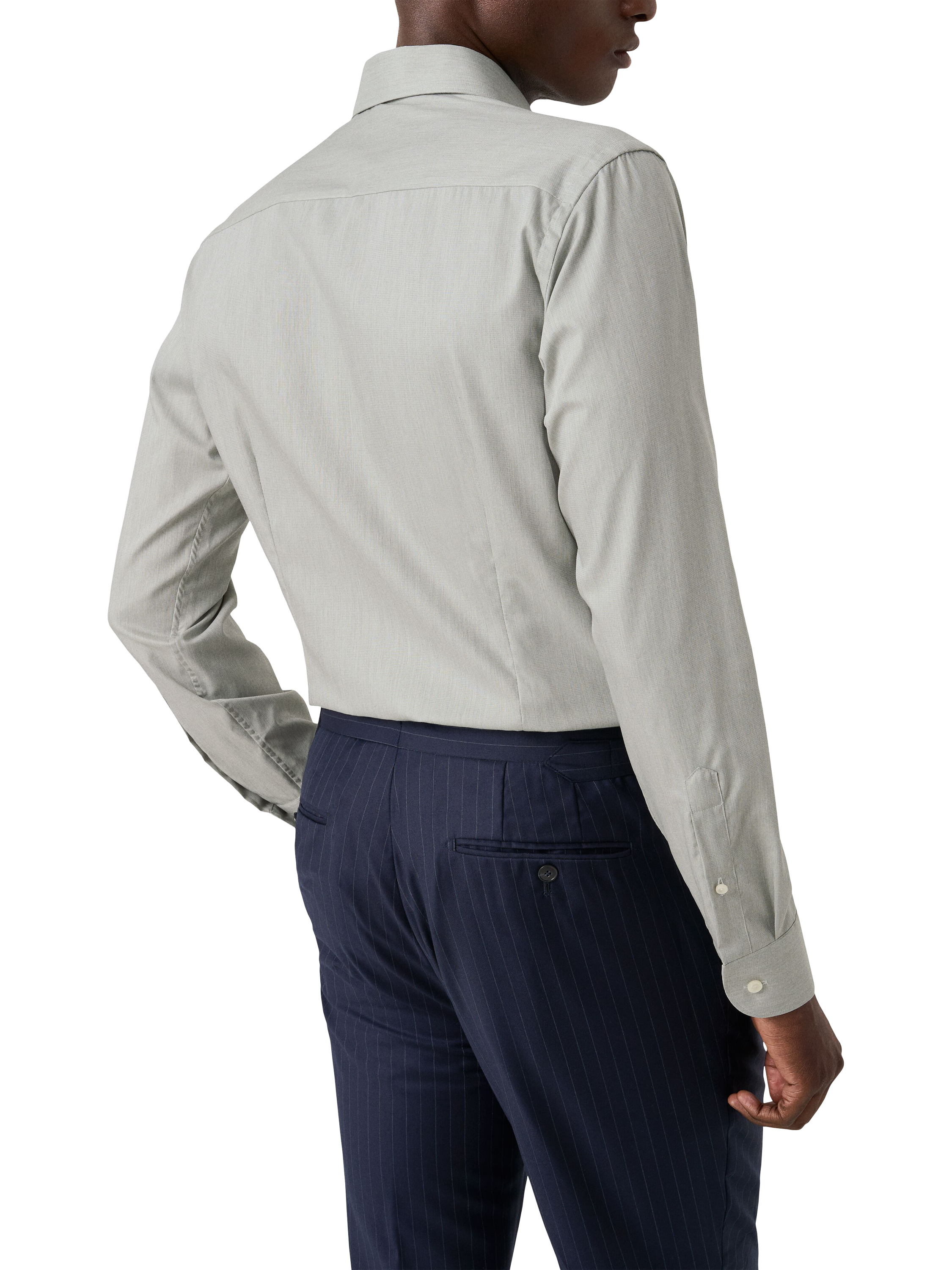 Product image 2 of 8, which shows Eton Cotton Regular Fit Diagonal Textured Shirt, Green, 15