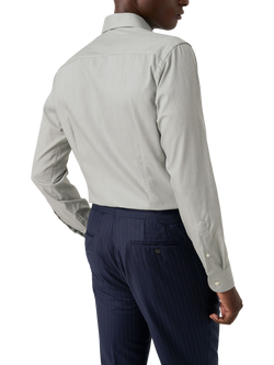 Eton Cotton Regular Fit Diagonal Textured Shirt, Green - view 2, Green