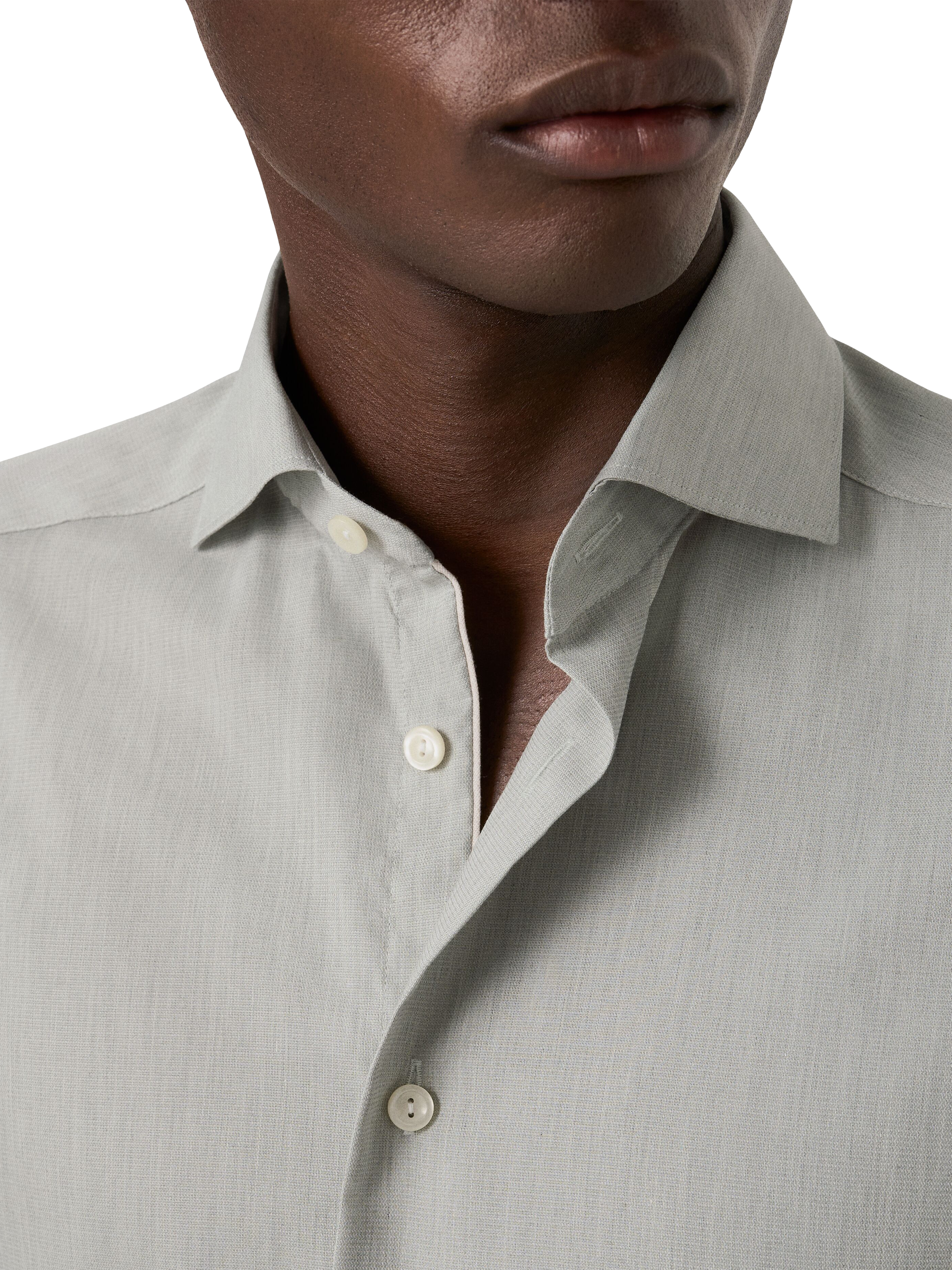 Product image 3 of 8, which shows Eton Cotton Regular Fit Diagonal Textured Shirt, Green, 15