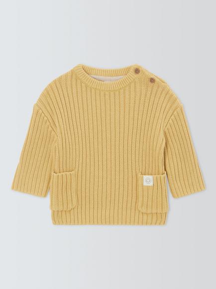 John Lewis Baby Knit Pocket Jumper, Ocre, Ocre
