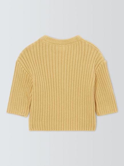John Lewis Baby Knit Pocket Jumper, Ocre - view 2, Ocre