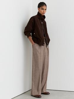 Reiss Petite River Check Wide Leg Trousers, Neutral/Multi, Neutral/Multi