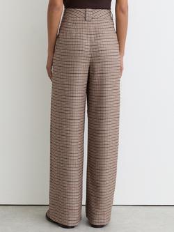 Reiss Petite River Check Wide Leg Trousers, Neutral/Multi - view 2, Neutral/Multi
