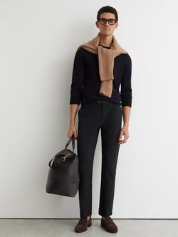 Reiss Dobby Pique Cotton Chinos, Navy, Navy