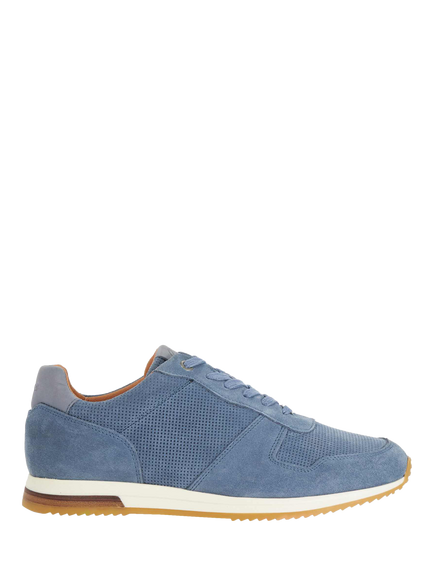 Dune London Trilogy Suede Runner Trainers, Blue, Blue