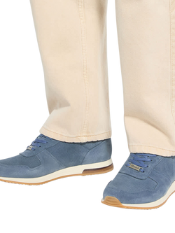 Dune London Trilogy Suede Runner Trainers, Blue - view 2, Blue