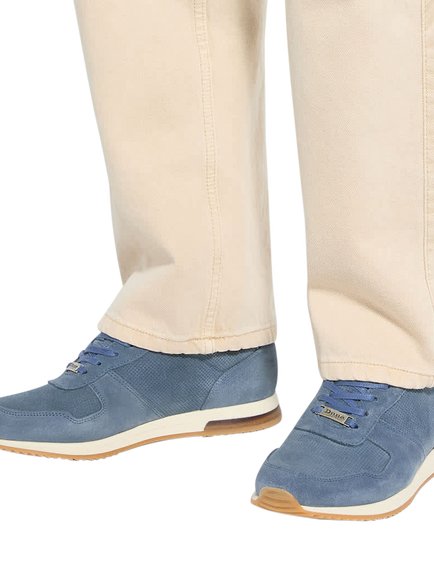 Dune London Trilogy Suede Runner Trainers, Blue - view 2, Blue