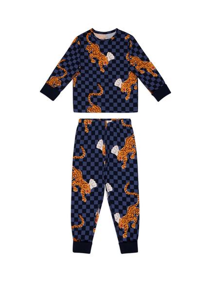 Chelsea Peers Kids' Leopard Chef/Mouse Chef Jersey Long Pyjama Set, Pack of 2, Multi - view 2, Multi