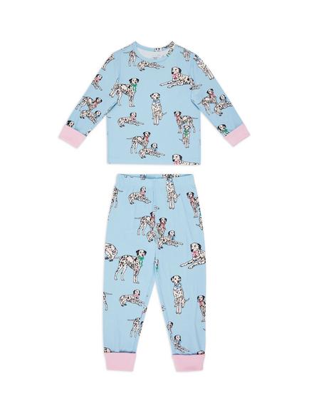 Chelsea Peers Kids' Spa Dogs/Dalmatians Jersey Long Pyjama Set, Pack of 2, Multi - view 2, Multi
