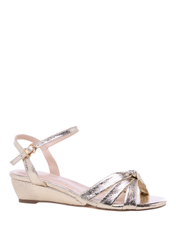 Paradox London Janae Wide Fit Wedge Heel Sandals, Champagne - view 2, Champagne