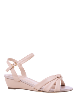 Paradox London Janae Wide Fit Wedge Heel Sandals, Nude - view 2, Nude