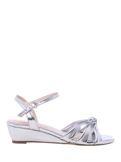 Paradox London Janae Wide Fit Wedge Heel Sandals, Silver, Silver