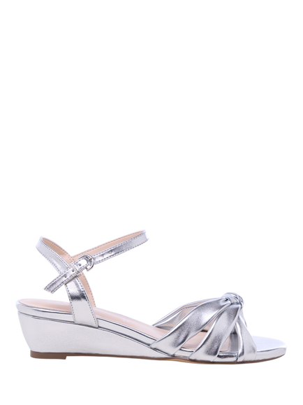 Paradox London Janae Wide Fit Wedge Heel Sandals, Silver, Silver