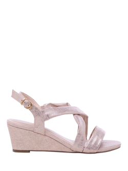 Paradox London Janis Wide Fit Wedge Heel Strappy Sandals, Blush, Blush