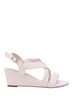 Paradox London Janis Wide Fit Wedge Heel Strappy Sandals, Cream, Cream