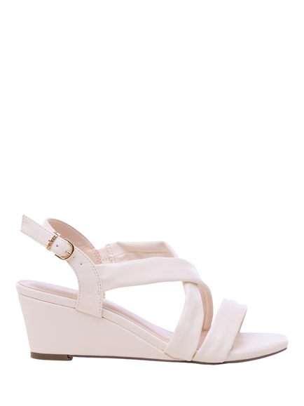 Paradox London Janis Wide Fit Wedge Heel Strappy Sandals, Cream, Cream